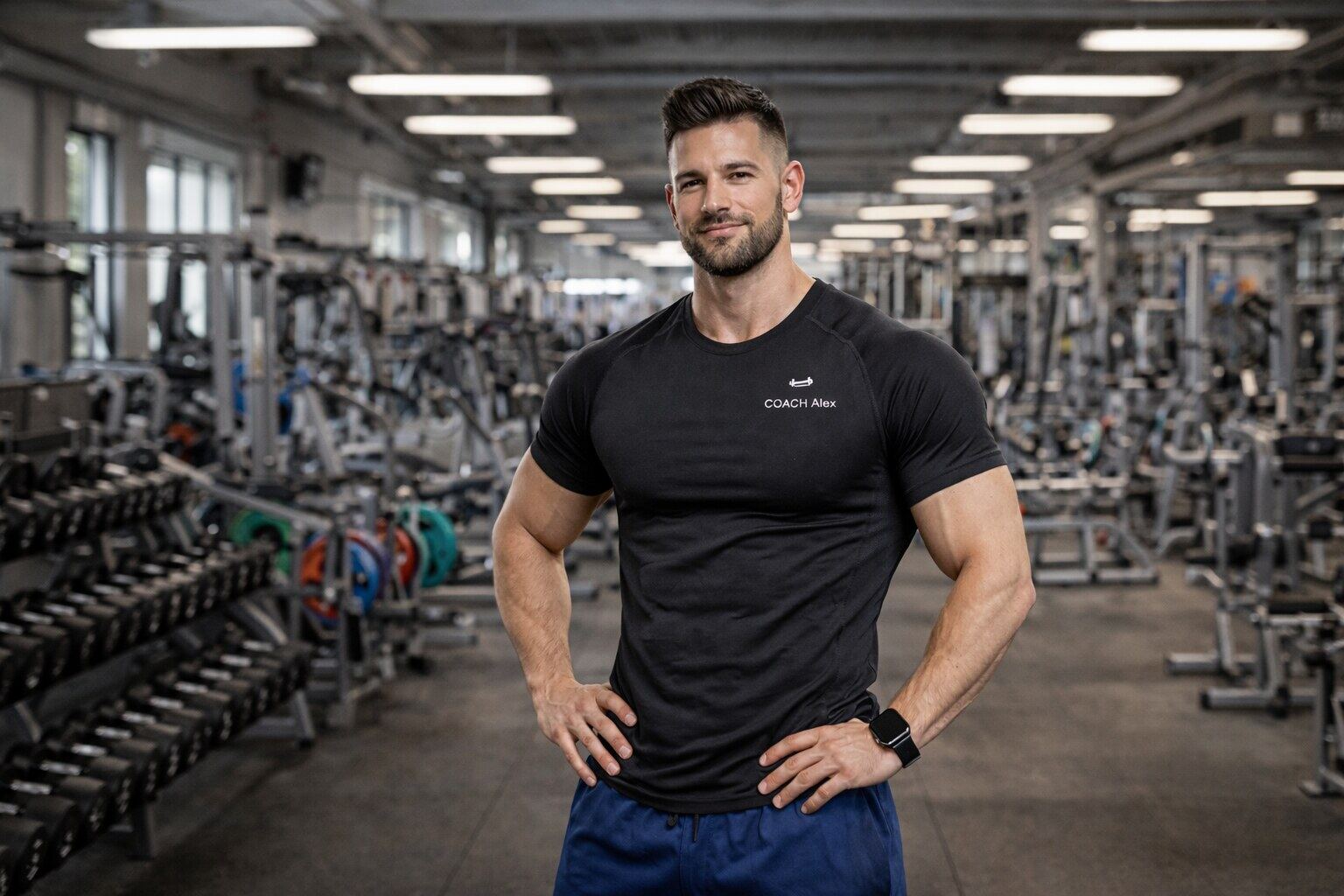 Alex, personal trainer, in the gym.